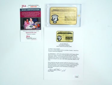 Elvis Presley 1974 8th Degree Black Belt ID Card W/LOA
