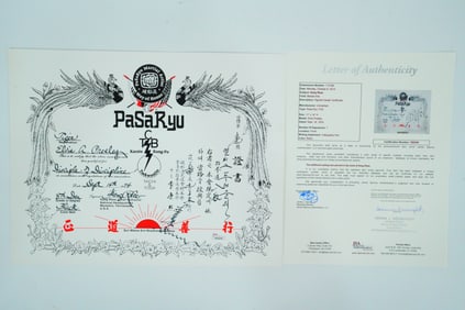 Kang Rhee Signed 1974 Elvis Presley Black Belt Certificate