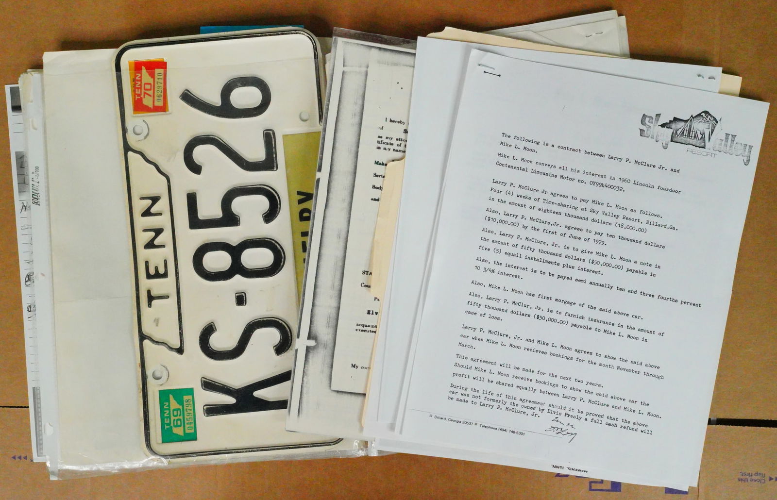 Elvis Presley's 1960 Lincoln License Plate, Paperwork (1 of 20)
