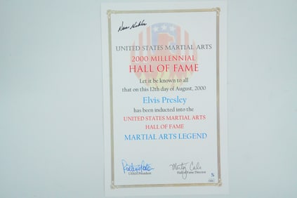 Dave Hebler Signed Martial Arts Hall of Fame Certificate
