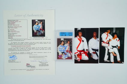 Kang Rhee Signed "Elvis Presley Karate" Card W/Photos