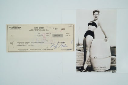 Mitzi Gerber Signed 1978 Check W/Photo