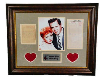 Lucille Ball and Desi Arnaz Signed Receipts Display