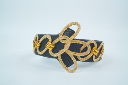 Mary Wilson's Leather and Gold Tone Choker