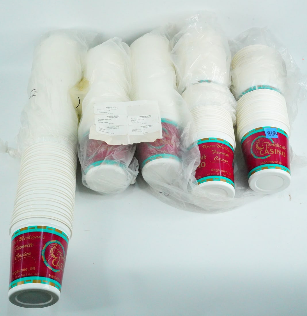 Reindeer Games (2000) Lot of Prop Tomahawk Casino Cups: Reindeer Games (2000) Lot of Prop Tomahawk Casino Cups W/Letter of Provenance - This large production lot includes several stacks of Tomahawk Casino plastic cups created for use in the 2000 feature fi