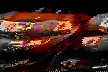 Retro 1940s 4.00ctw Ruby, Bamboo and 14K Bangle