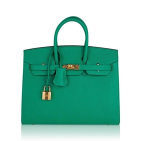 Hermes Birkin 25 Sellier Vert Jade Epsom Gold HW Bag