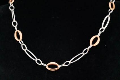 Italian 14K White and Rose Gold 32" Necklace