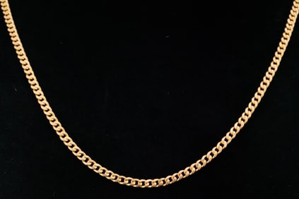 Solid 18K Yellow Gold 3mm Wide 25" Curb Chain