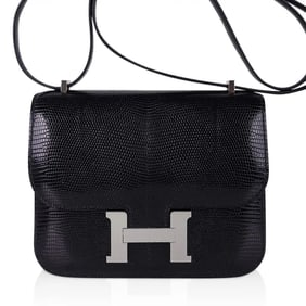 Hermes Mini Constance 18 Bag Black Lizard with Palladium HW