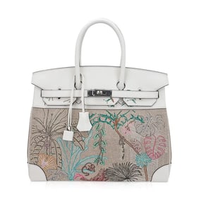 Hermes Birkin 35 Faubourg Limited Embroidered Toile Bag