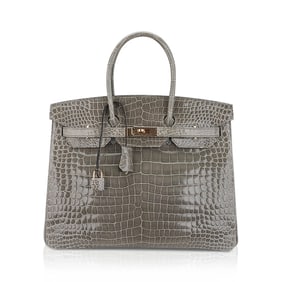 Hermes Birkin 35 Gris Tourterelle Crocodile 24KP GHW