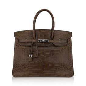 Hermes Birkin 35 Gris Elephant Matte Alligator PHW
