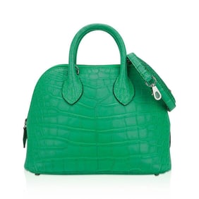 Hermes Mini Bolide 1923 Vert Comics Matte Alligator PHW Bag