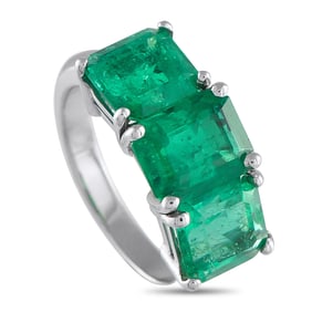 8.00ctw Colombian Emerald and Platinum 3-Stone Ring