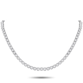 15.60ctw Diamond and 18K White Gold Tennis Necklace