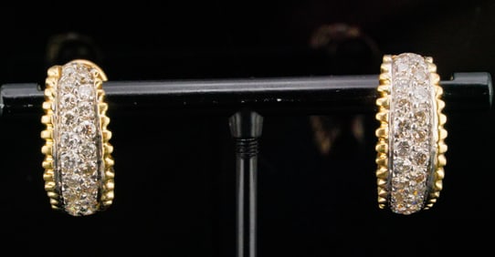 2.20ctw SI1-SI2/G-H Diamond and 14K 0.75" Earrings