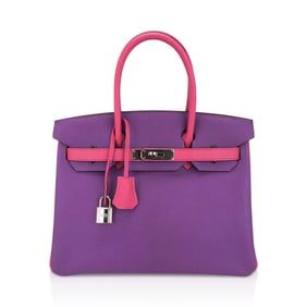 Hermes HSS Birkin 30 Parme & Rose Shocking Chevre Palladium