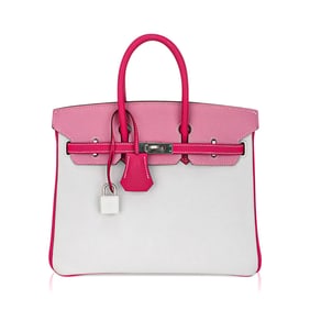 Hermes Special Order HSS Birkin 25 White Rose Confetti
