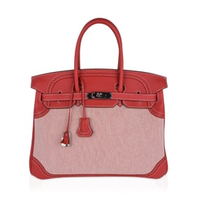 Hermes Limited Birkin 35 Ghillies Sanguine Toile Swift PHW