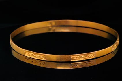 21K Yellow Gold 3.8mm Wide Bangle