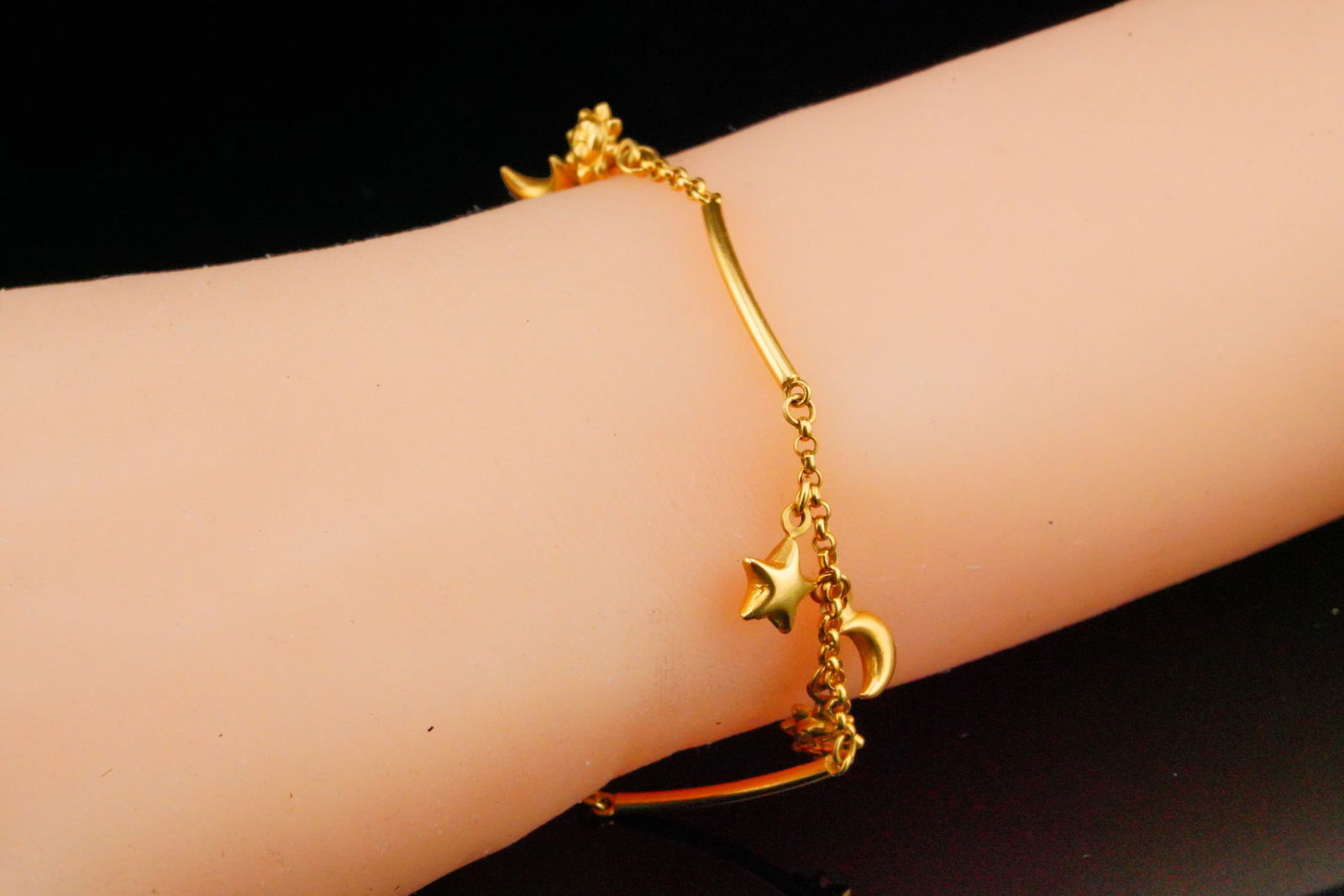 20K Yellow Gold Sun, Star and Moon Charm Bracelet (1 of 5)