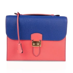 Hermes HSS Sac a Depeches 27 Electric Blue Rose Jaipur Gold