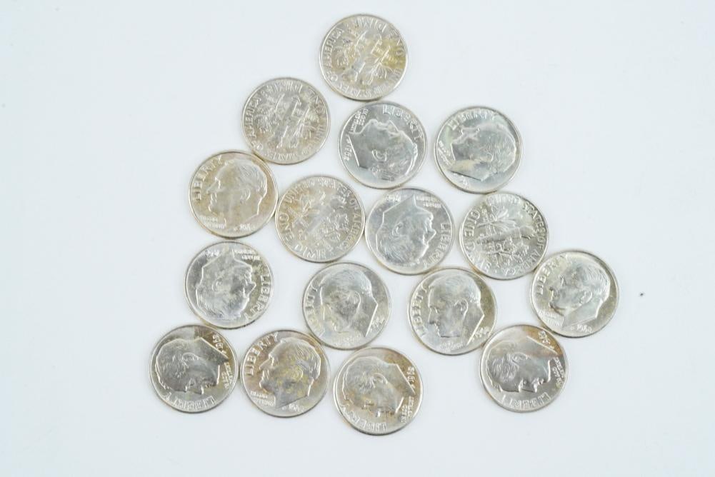 Lot of (16) 1962-D Roosevelt Dimes (90% Silver) (1 of 3)