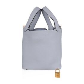 Hermes Picotin Lock 18 Blue Pale Tote Bag with Gold HW