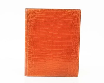 Hermes Globetrotter Orange Porosus Crocodile Agenda