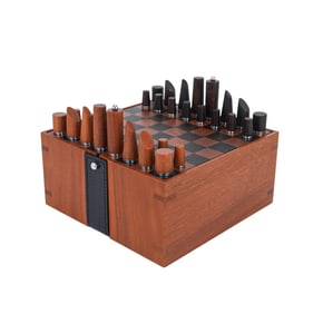 Hermes Mini Samarcande Chess Set Blue Indigo Lizard Leather