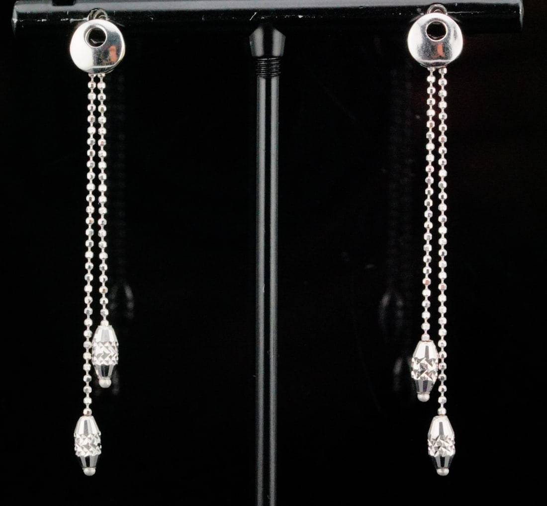 14K White Gold 2.10" Dangle Earrings (1 of 9)