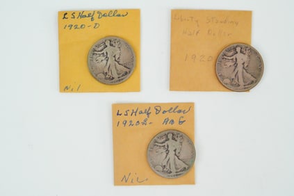 Lot of (3) 1920-PDS Walking Liberty Half Dollars