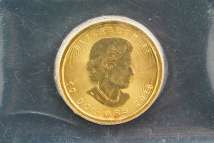2018 Canadian Maple Leaf 1/4 Ounce .9999 Gold $10 Coin