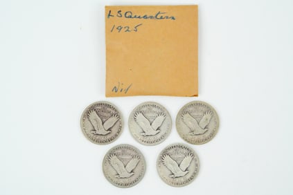 Lot of (5) 1925 Standing Liberty Quarters (90% Silver)