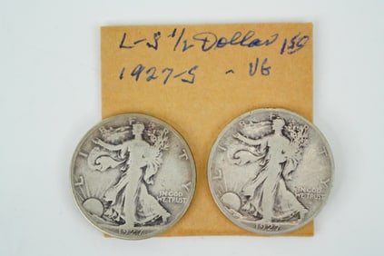 Lot of (2) 1927-S Walking Liberty Half Dollars