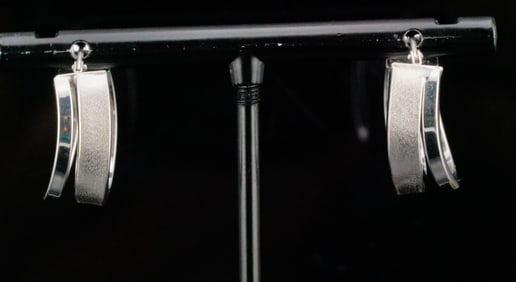 Italian 14K White Gold 0.75" Double Hoop Earrings