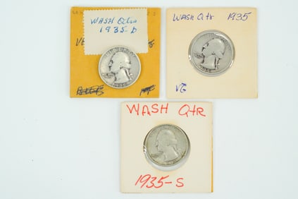 Lot of (3) 1935-PDS Washington Quarters (90% Silver)