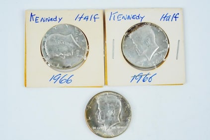 Lot of (3) 1966-P Kennedy Half Dollars (40% Silver)