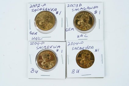 Lot of (4) 2002-2004 Sacagawea $1 Uncirculated Coins