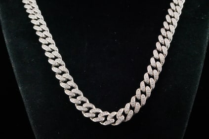 Sterling Silver 10mm Wide 24" Cuban Link Necklace