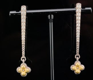 Barbara Bixby Sterling and 18K 2" Drop Earrings