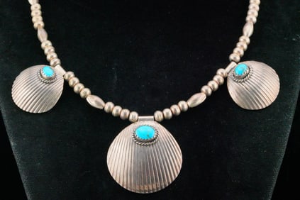Native American Turquoise and Sterling Silver Necklace