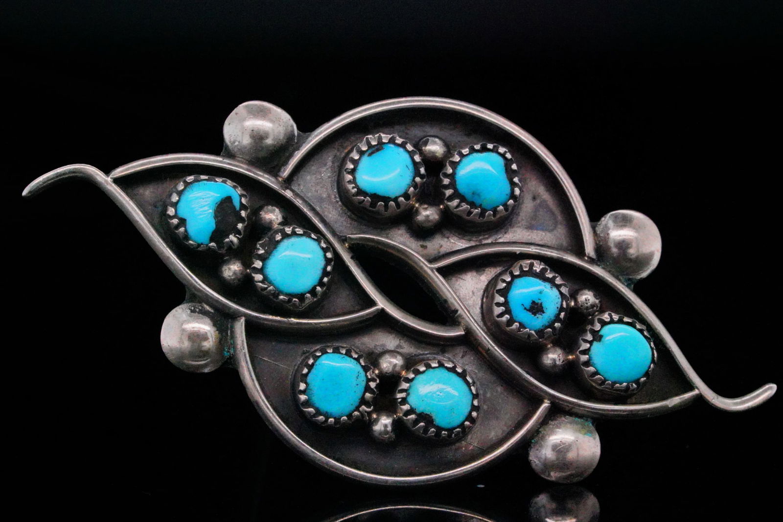 Native American Turquoise and Sterling Silver Brooch (1 of 5)