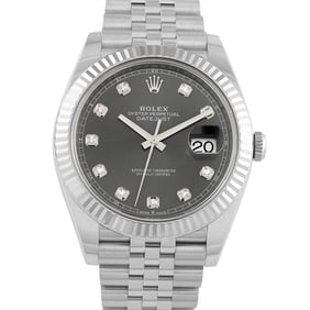 Rolex Datejust 41mm Slate Diamond Dial Steel Watch