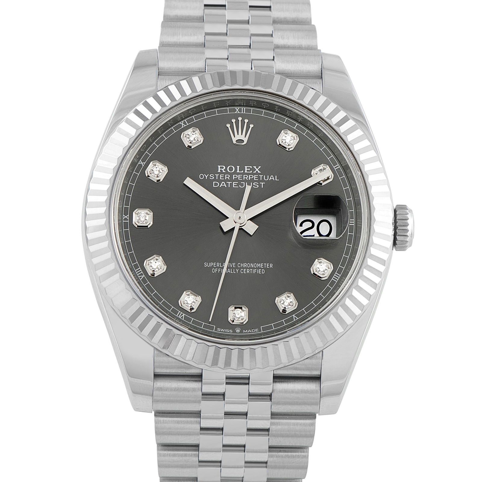 Rolex Datejust 41mm Slate Diamond Dial Steel Watch (1 of 5)