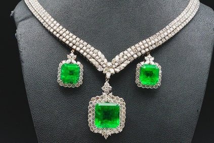 Mariah Carey Worn 114.56ctw Colombian Emerald and Diamond Necklace