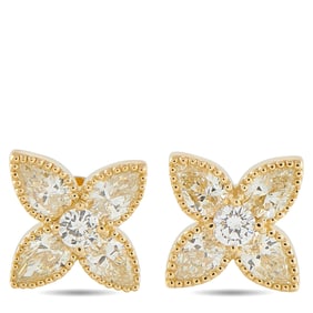1.90ctw Diamond and 18K Yellow Gold 0.40" Earrings
