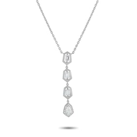 1.25ctw Diamond and 18K White Gold Geometric Necklace