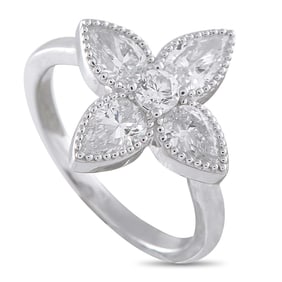 1.40ctw Diamond and 18K White Gold Flower Ring